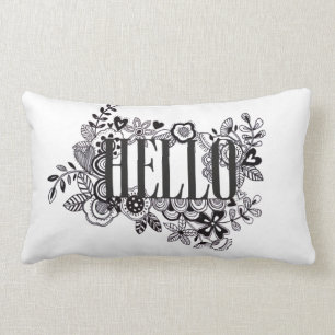 'Hello' quirky hand doodled Scatter Cushion