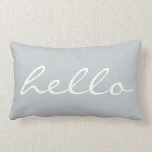 Hello Quotes Chic Grey Lumbar Pillow