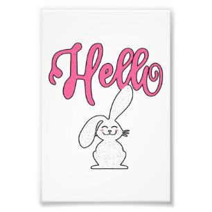 Hello Rabbit Bunny Cute Bunny Lovers Gift Photo Print