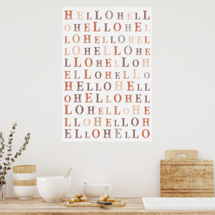 Hello Random Text Earthy Colours Poster