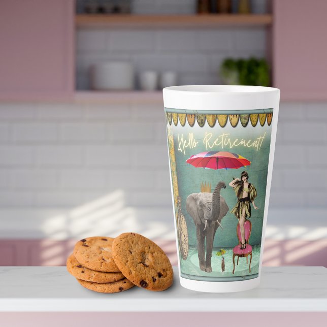 Hello Retirement Fun and Funky  Latte Mug (Creator Uploaded)