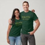 Hello Retro green and gold 50th Birthday Party T-Shirt<br><div class="desc">Celebrate your milestone in style with this Hello Fifty Retro 50th Birthday Party T-Shirt, featuring bold retro typography in a chic green-and-gold design that’s perfect for marking five fabulous decades. Comfortable and customizable, this 50th birthday shirt makes a fun statement piece for the guest of honour or a coordinated party...</div>