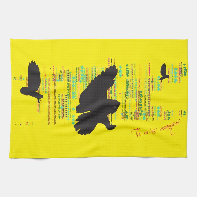 Hello said the Great Grey Owl Kitchen Towel (Horizontal)