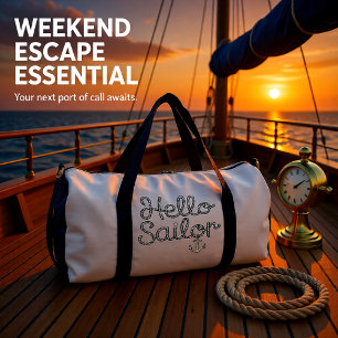 Hello Sailor Nautical Rope Anchor Duffle Bag