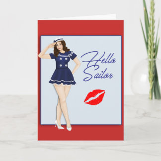 Hello Sailor Pinup Girl Card