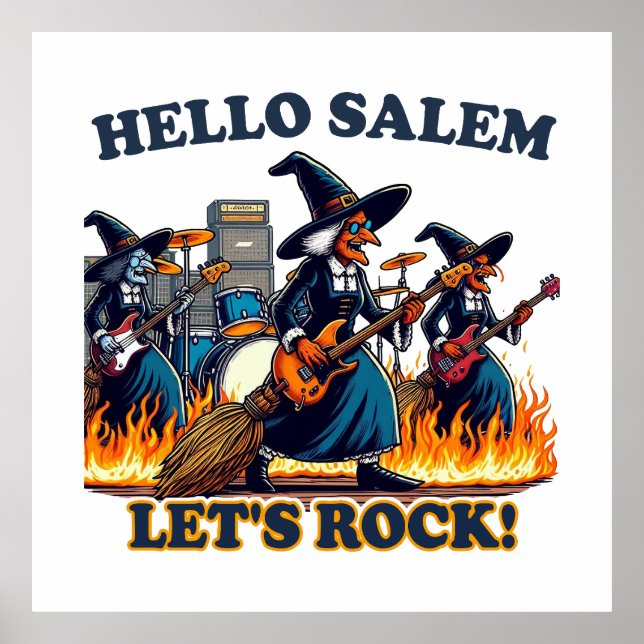 Hello Salem Massachusetts Witch Rock Band Poster (Front)