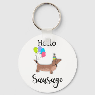 hello sausage dog dachshund dog lover keychain