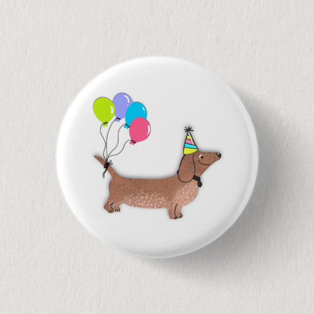 hello sausage dog dachshund dog lover keychain but 1 inch round button (Front)