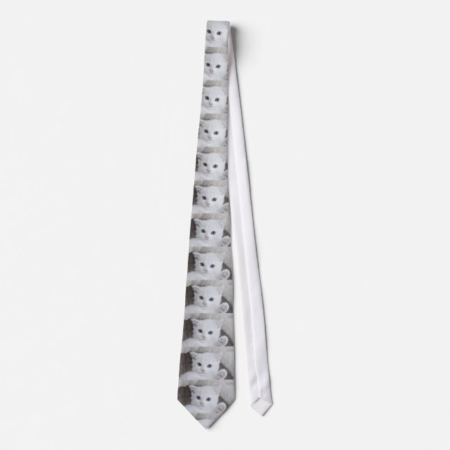 "Hello!" says this sweet and cute white baby Kitty Tie (Front)
