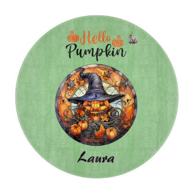 Hello Scary Hallowe'en Pumpkin Cutting Board (Front)