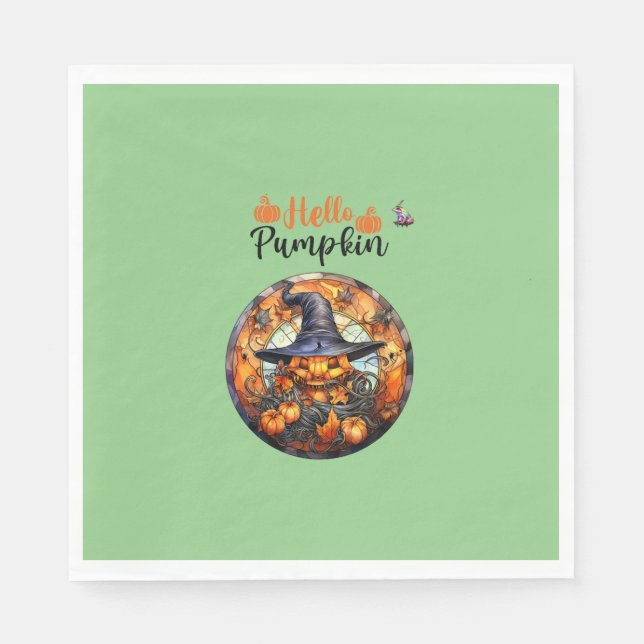 Hello Scary Hallowe'en Pumpkin Napkin (Front)