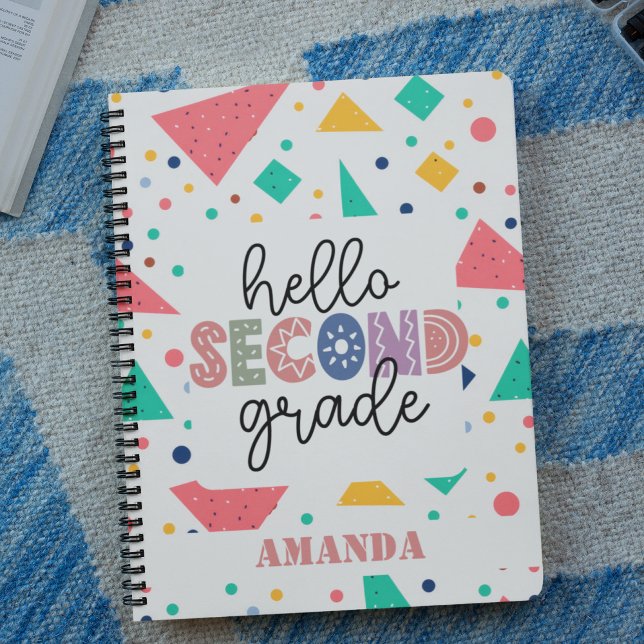Hello school Grade colourful geometric custom name Notebook (Hello school Grade colorful geometric custom name Notebook)
