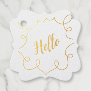 Hello Scribble Metallic Print Favour Tags