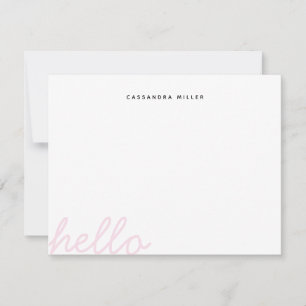 Hello Script Blush Pink Minimalist Personalized Card