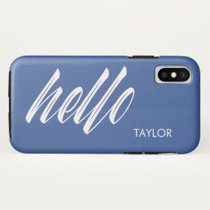 Hello Script with Custom Name Blue iPhone XS Case