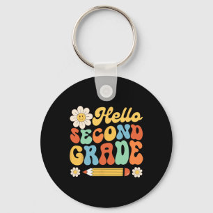 Hello Second 2nd Grade Byck To School Teachers Kid Keychain