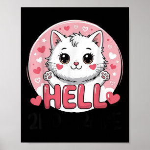 Hello Second 2nd Grade Cute Cat For Girls Back To Poster