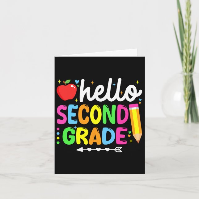 Hello Second Grade 2nd Grade Back To School Teache Card (Front)