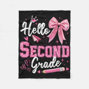 Hello Second Grade 2nd Grade Back To School Teache Fleece Blanket