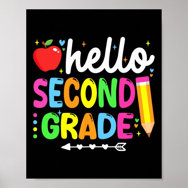 Hello Second Grade 2nd Grade Back To School Teache Poster (Front)