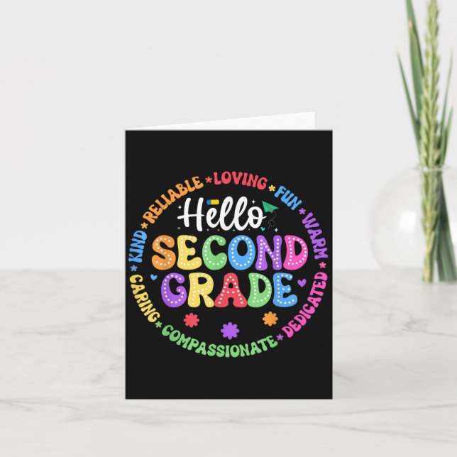 Hello Second Grade Back To School For Kids And Tea Card (Front)
