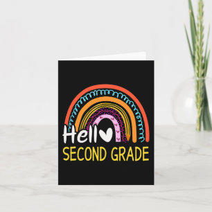 Hello Second Grade Back to School Rainbow 2nd Grad Card