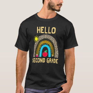Hello Second Grade Boho Rainbow Leopard 100 Days O T-Shirt