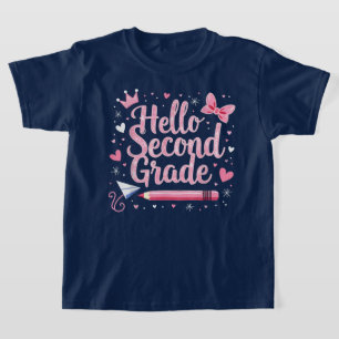 Hello Second Grade Coquette Bow Teacher Girl T-Shirt