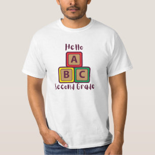 Hello Second Grade Cute ABC Blocks Back To School T-Shirt