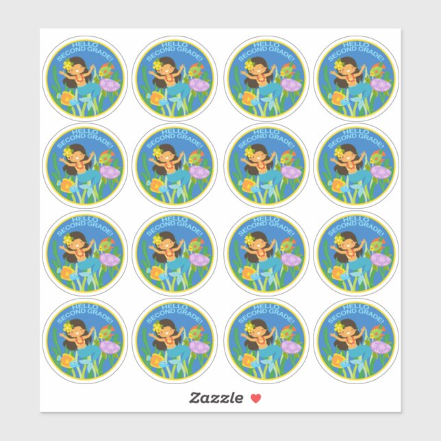 Hello Second Grade! Cute Mermaid (Sheet)