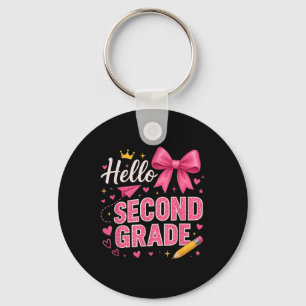 Hello Second Grade First Day Of School Coquette Te Keychain
