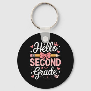 Hello Second Grade Funny Back To School 2th Grade Keychain