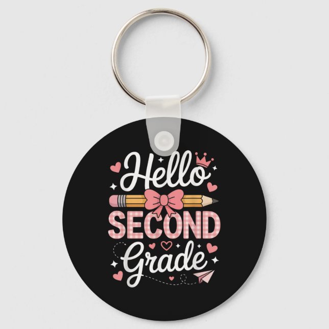 Hello Second Grade Funny Back To School 2th Grade  Keychain (Front)