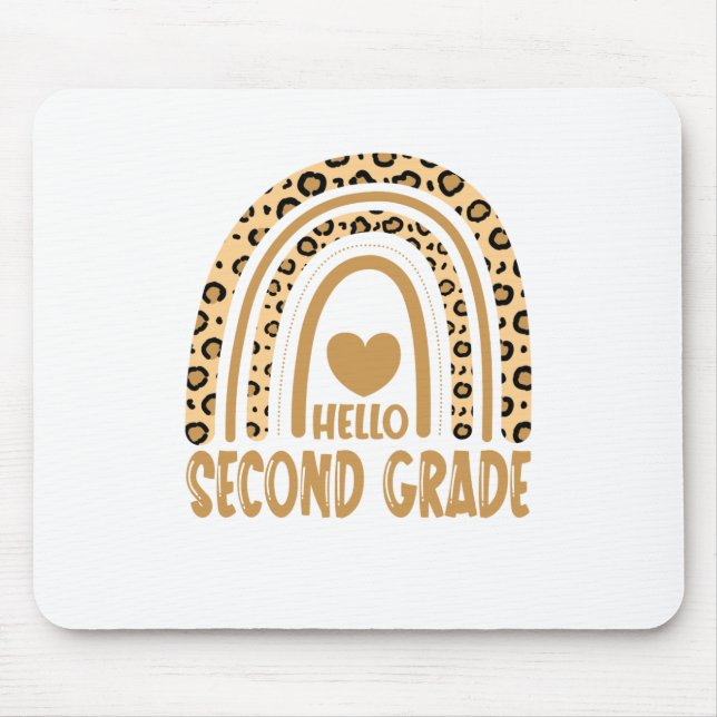 Hello Second Grade-Leopard Rainbow-Back to School Mouse Pad (Front)