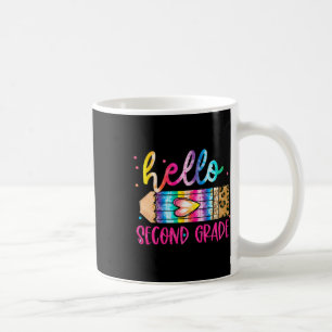 Hello Second Grade Leopard Tie Dye Pencil Cute Tea Coffee Mug