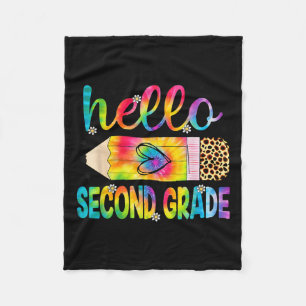 Hello Second Grade Pencil Tie Dye Back To School 2 Fleece Blanket