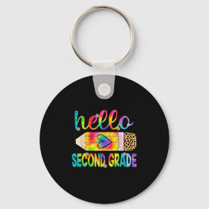 Hello Second Grade Pencil Tie Dye Back To School 2 Keychain
