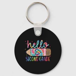 Hello Second Grade Pencil Tie Dye Back To School 2 Keychain