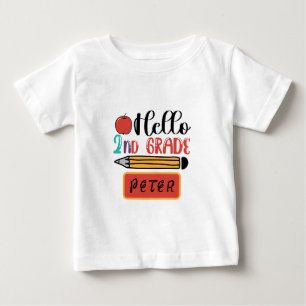 Hello Second Grade Personalized Back to School Fun Baby T-Shirt
