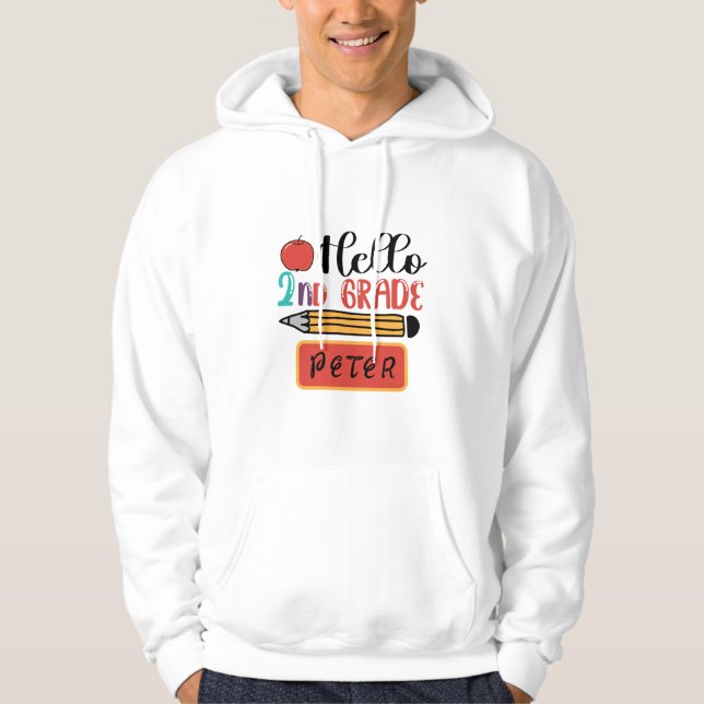Hello Second Grade Personalized Back to School Fun Hoodie (Front)