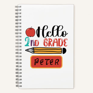 Hello Second Grade Personalized Back to School Fun Notebook