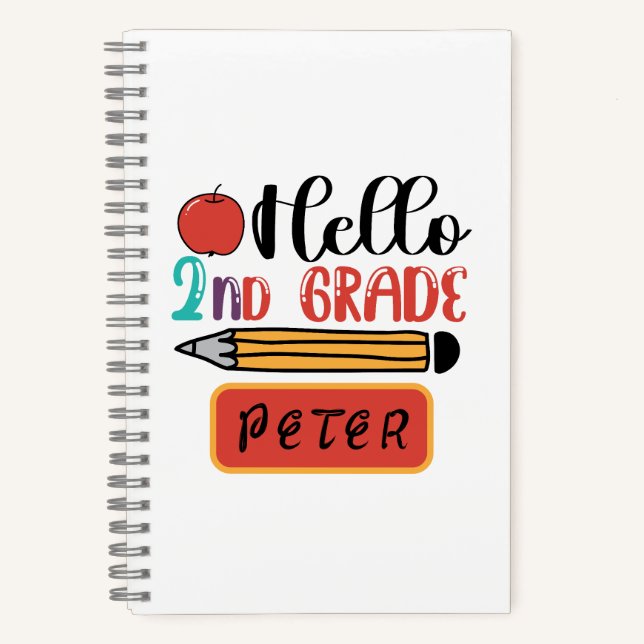 Hello Second Grade Personalized Back to School Fun Notebook (Front)