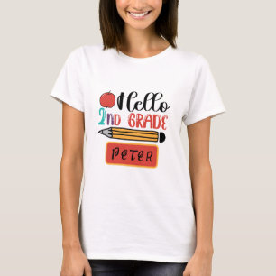 Hello Second Grade Personalized Back to School Fun T-Shirt