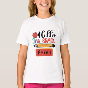 Hello Second Grade Personalized Back to School Fun T-Shirt