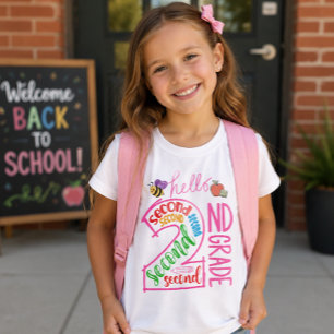Hello Second Grade Pink Back To School Outfit T-Shirt