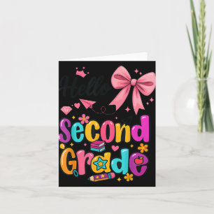 Hello Second Grade Preppy Back To School Boy Girl  Card