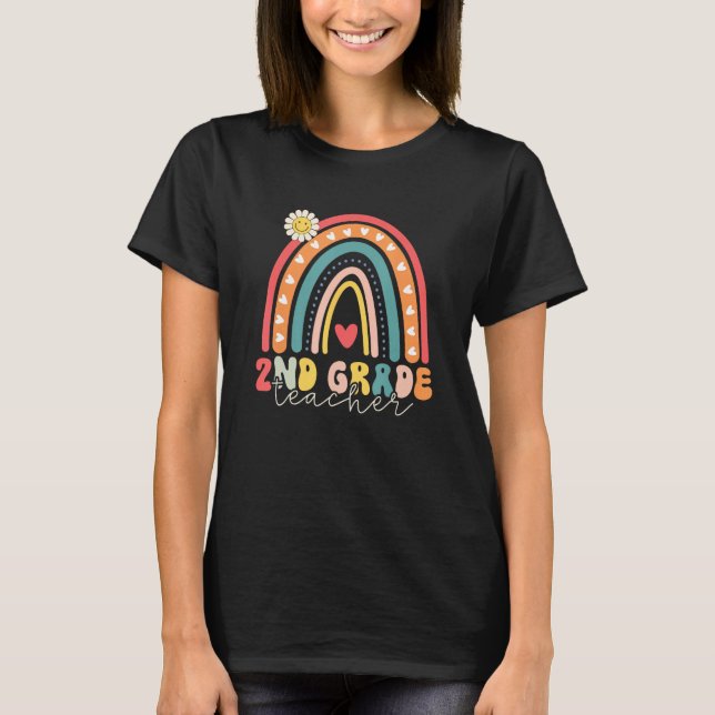 Hello Second Grade Rainbow Back To School 2nd Grad T-Shirt (Front)