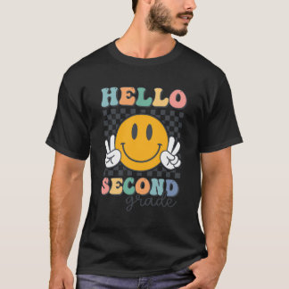Hello Second Grade Retro Smile Team 2Nd Grade Back T-Shirt