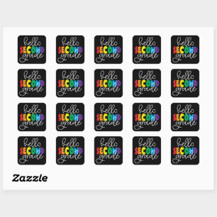 Hello Second Grade School Teacher First Day Square Sticker