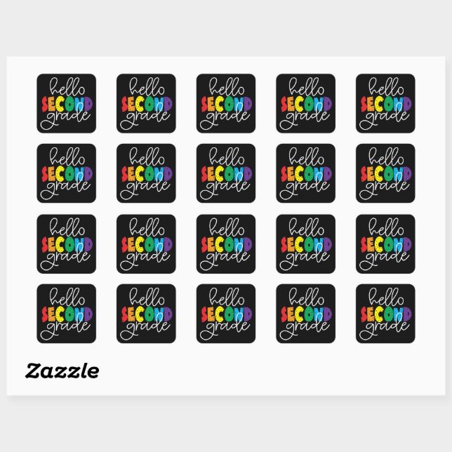 Hello Second Grade School Teacher First Day Square Sticker (Sheet)